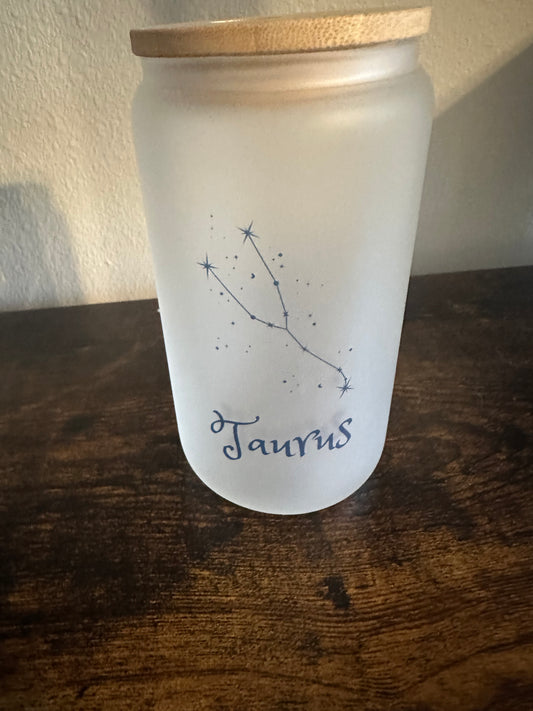 Taurus Frosted Drinking Glass Version 1